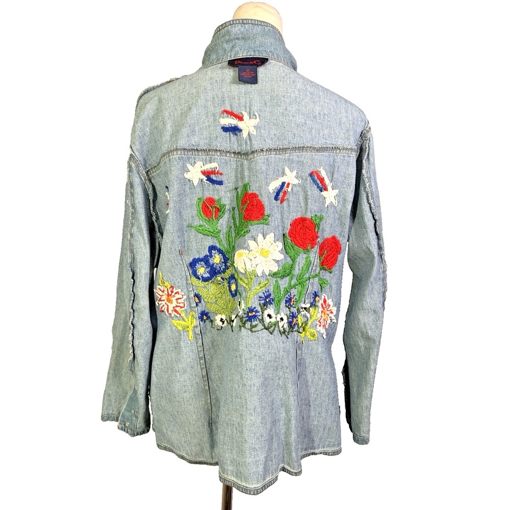 Beautiful Denim & Co. Heavy Embroidered Jean Jacket Women's Denim Floral Boho 1X - Picture 16 of 16